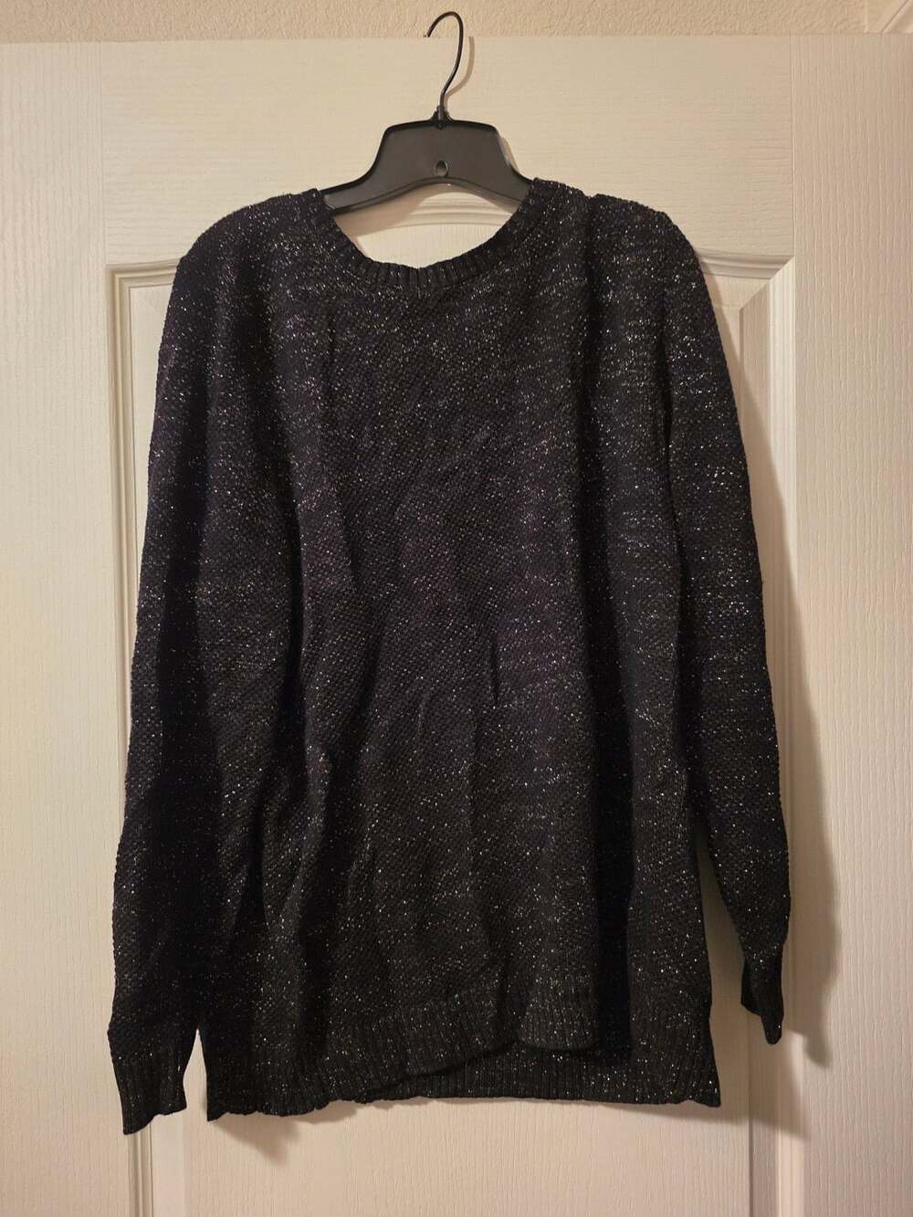 Charter Club Woman Sweater Size 3X Black Metallic Knit Pullover